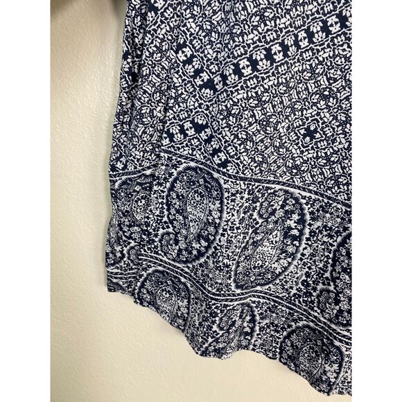 Lucky Brand Women Paisley Floral Boho Tunic Top 3X Cotton Modal Blue Peasant - Picture 8 of 12